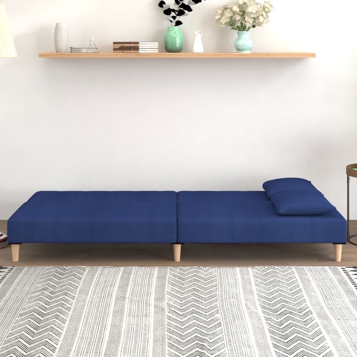 Vidaxl Slaapbank 2-zits Met 2 Kussens Stof - Blauw