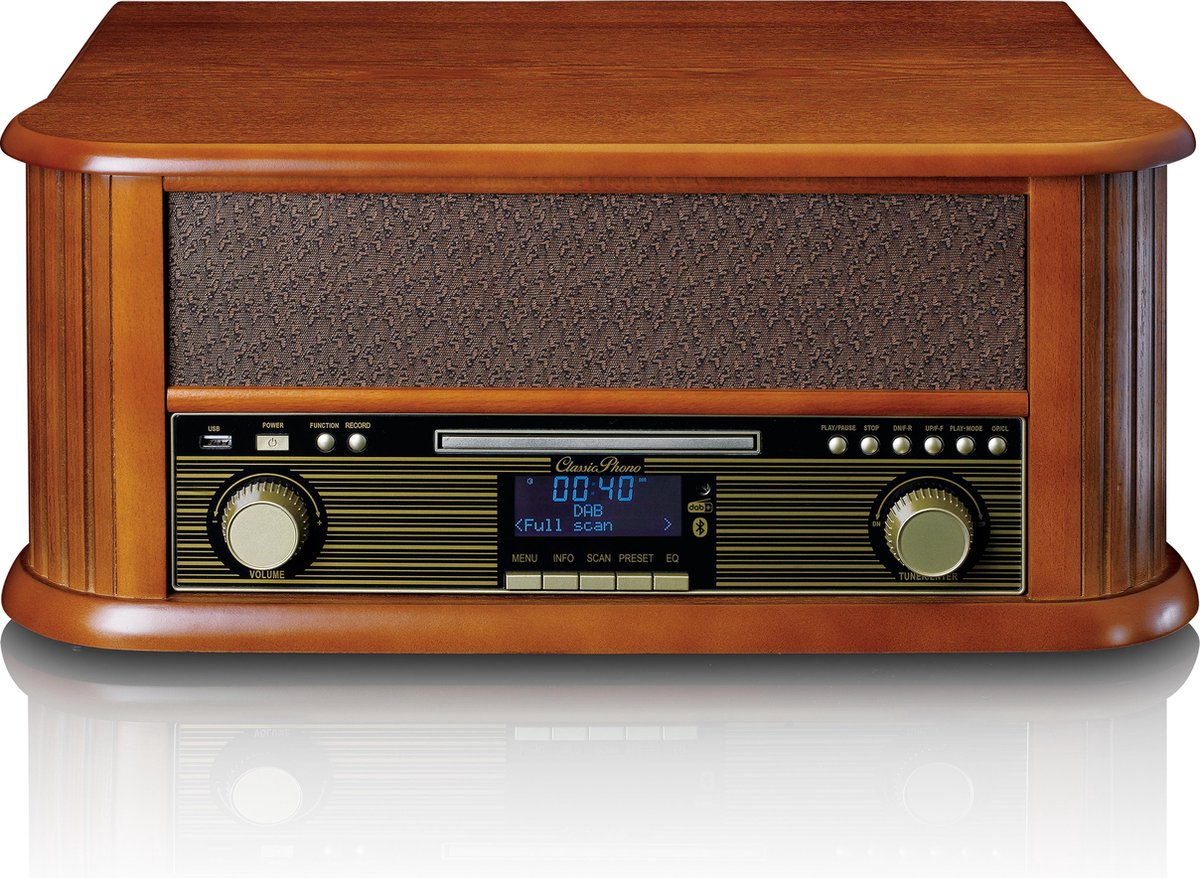 Platenspeler Met Dab+/fm Radio, Usb Encoding, Cd- En Casettespeler Classic Phono Tcd-2570 Hout - Bruin