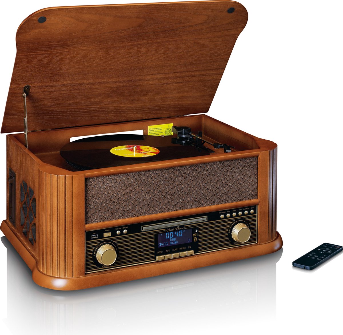 Platenspeler Met Dab+/fm Radio, Usb Encoding, Cd- En Casettespeler Classic Phono Tcd-2570 Hout - Bruin