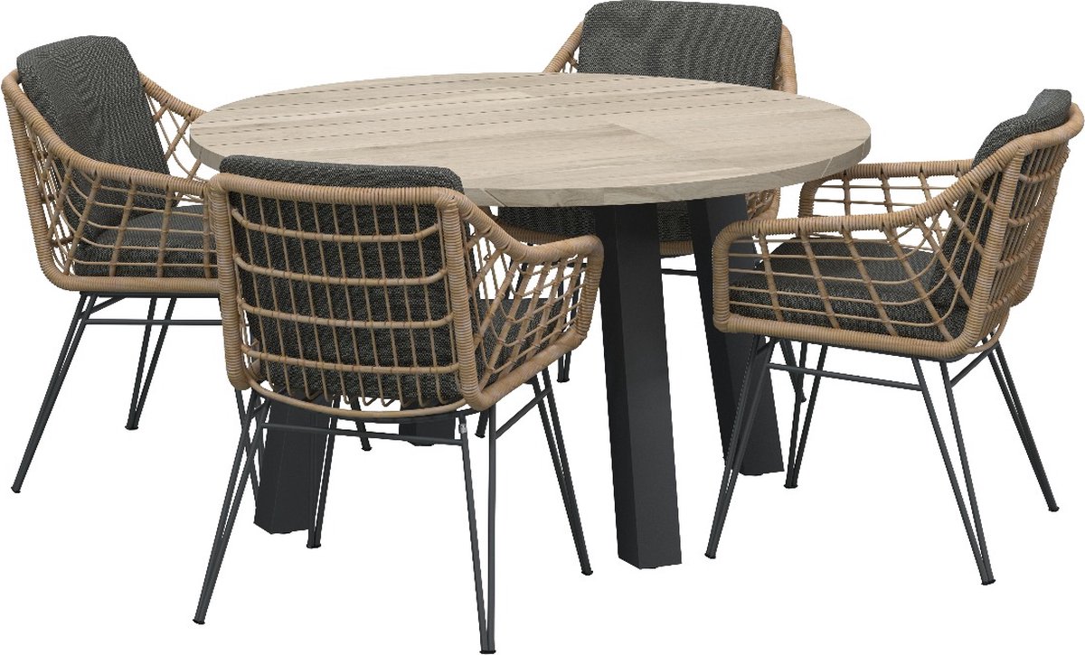 4 Seasons Outdoor 4 Seasons Cottage Tuinstoel/derby Tuintafel 130 Cm. Rond - Bruin