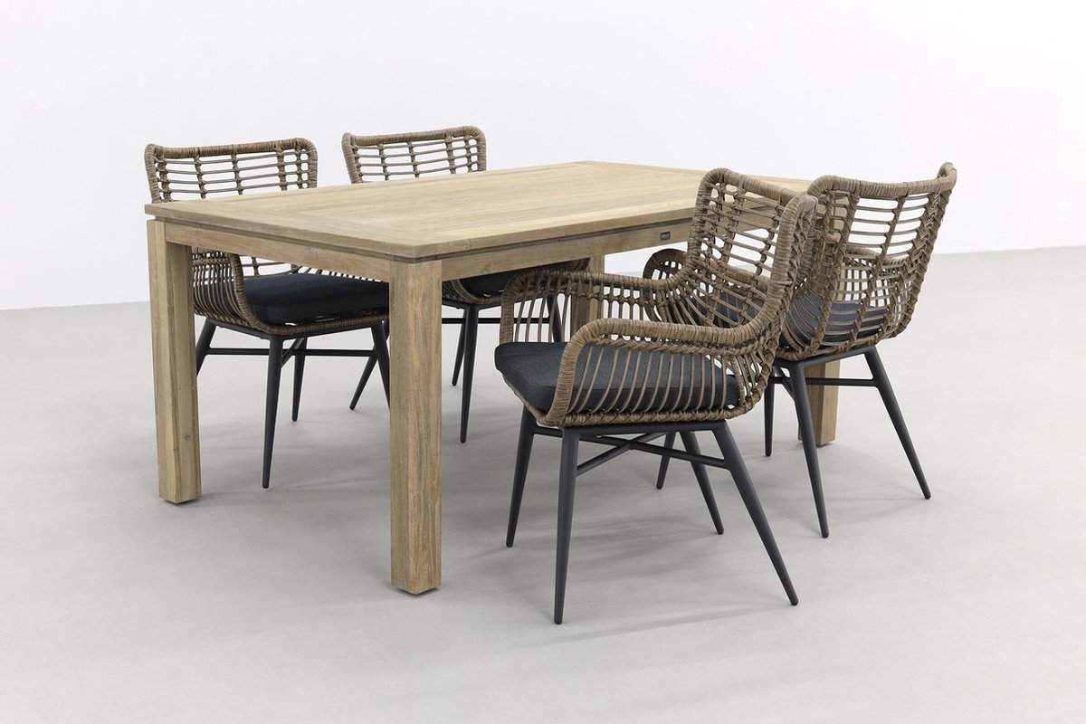 Jasmine Natural/rome Grey 170 Cm. Tuinset - 5-delig - Grijs