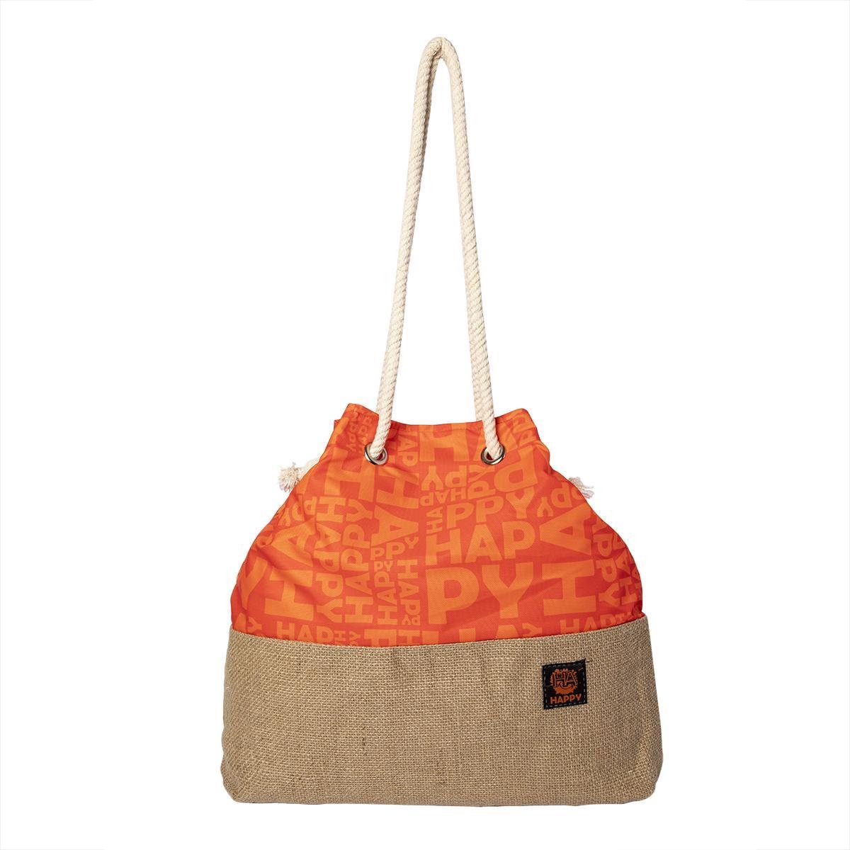 Biggdesign Moods Up Happy Jute Tas - Strandtas Riet - Dames Tas