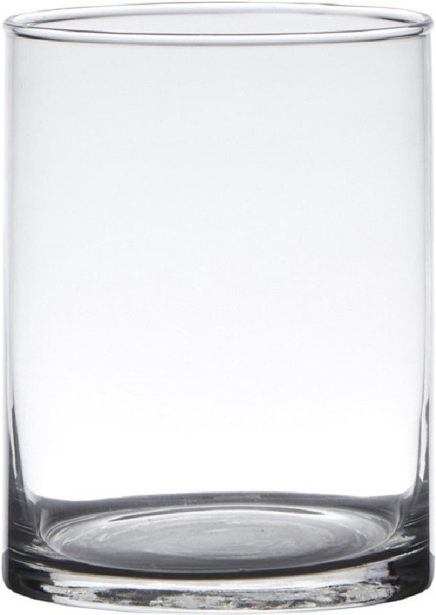 Transparante Home-basics Cylinder Vorm Vaas/vazen Van Glas 20 X 12 Cm - Vazen