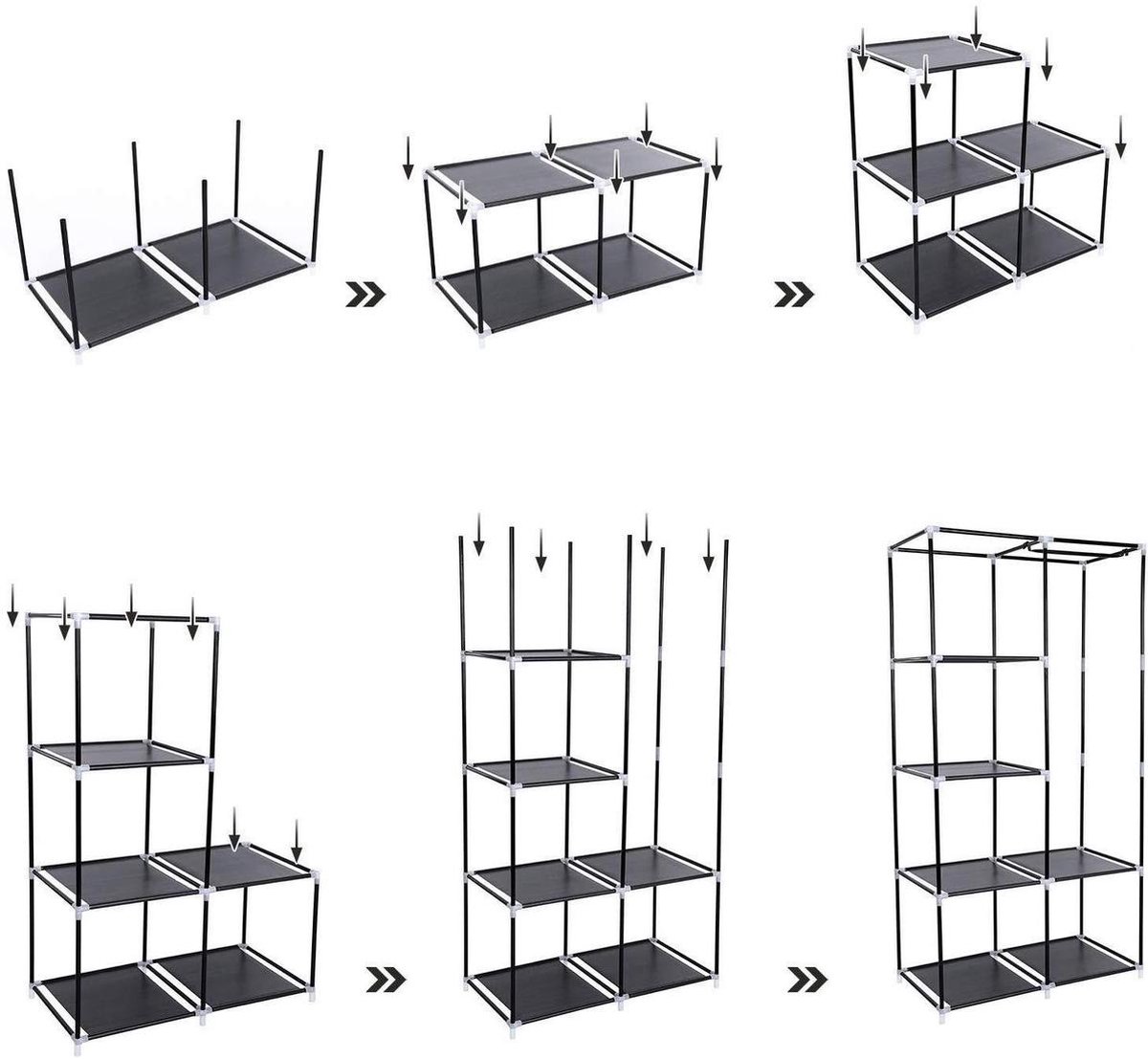 Nancy's Garderobekast Xl - Kledingkast - Opvouwbare Garderobekast - Zwart