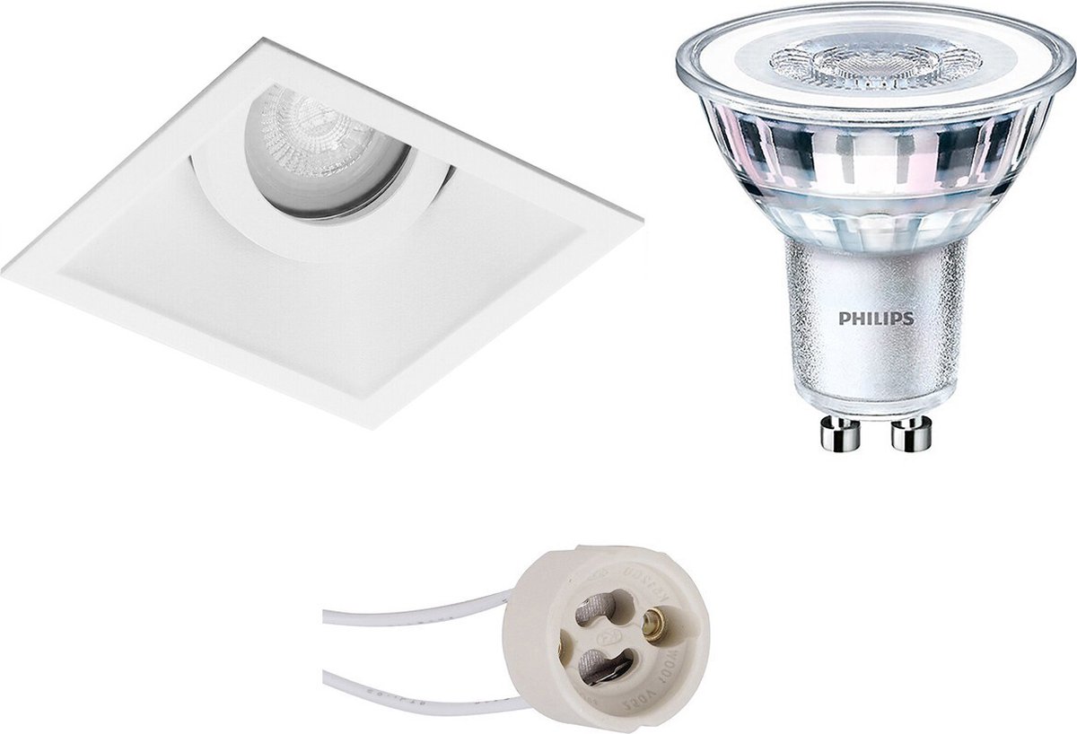 BES LED Led Spot Set - Pragmi Zano Pro - Gu10 Fitting - Inbouw Vierkant - Mat - Kantelbaar - 93mm - Philips - Corepro 840 - Wit