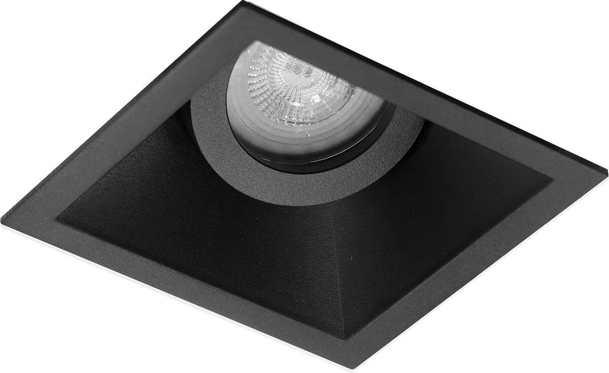 BES LED Spot Armatuur Gu10 - Pragmi Zano Pro - Inbouw Vierkant - Mat - Aluminium - Kantelbaar - 93mm - Zwart