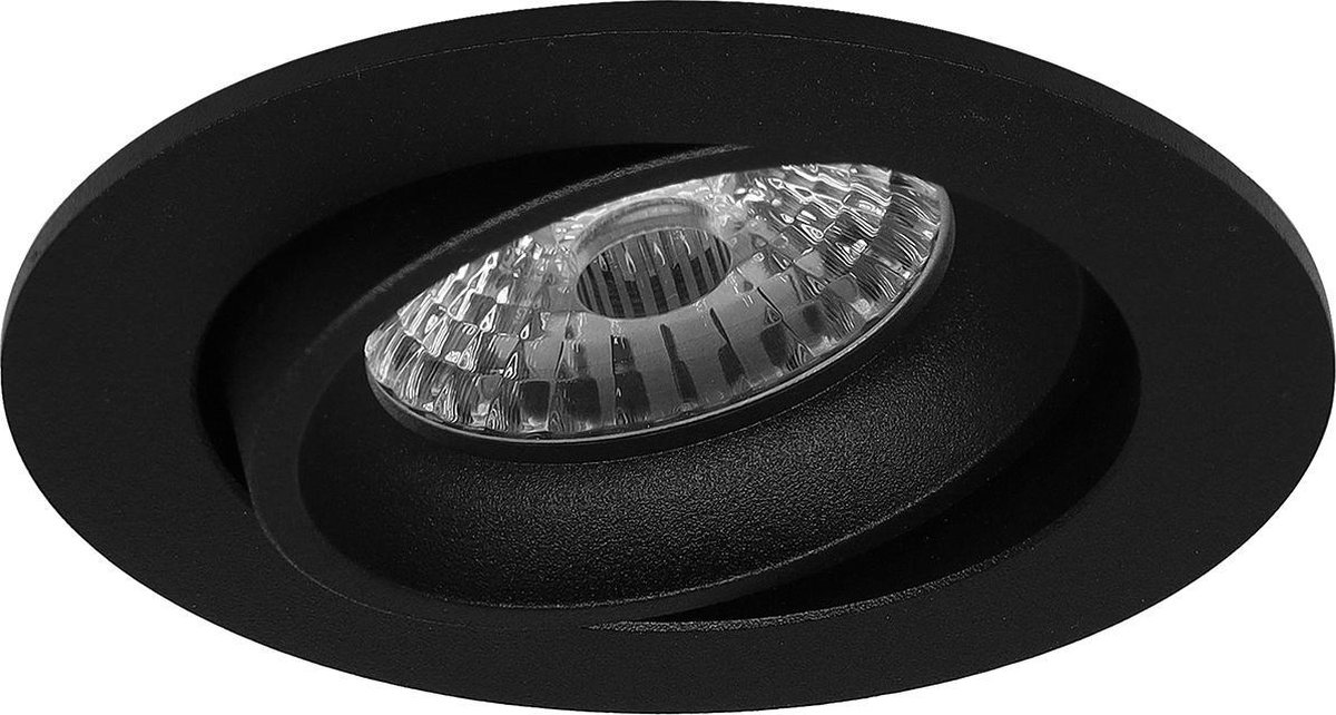 BES LED Spot Armatuur Gu10 - Pragmi Delton Pro - Inbouw Rond - Mat - Aluminium - Kantelbaar - Ø82mm - Zwart