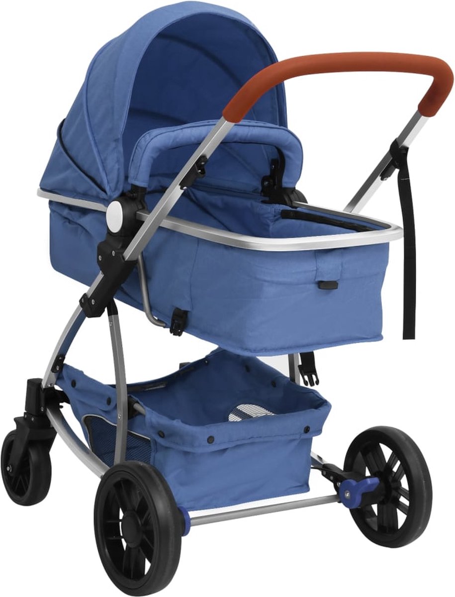 Vidaxl Kinderwagen 2-in-1 Aluminium Marine - Blauw