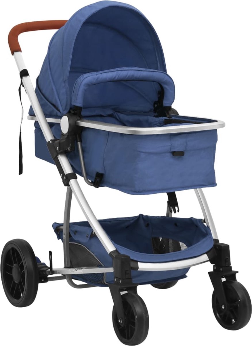 Vidaxl Kinderwagen 2-in-1 Aluminium Marine - Blauw