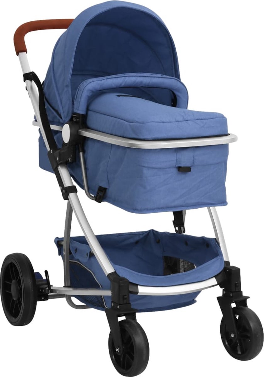 Vidaxl Kinderwagen 2-in-1 Aluminium Marine - Blauw