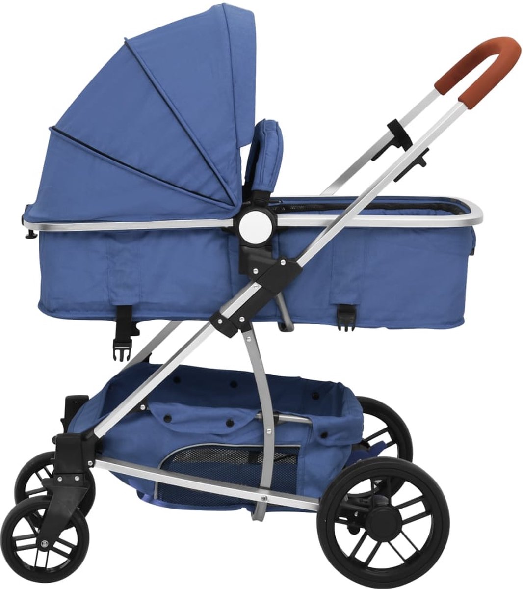 Vidaxl Kinderwagen 2-in-1 Aluminium Marine - Blauw
