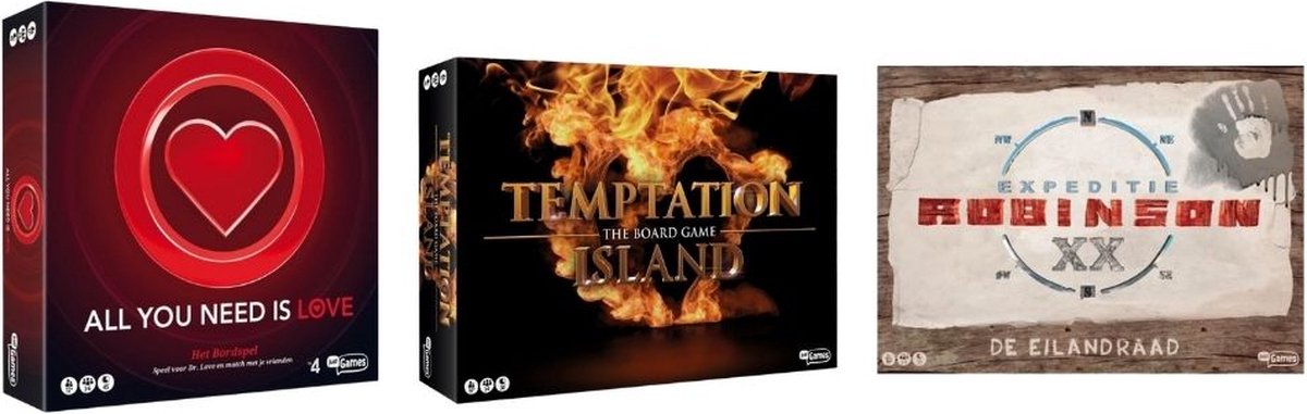 Spellenbundel - 3 Stuks - All You Need Is Love Bordspel & Temptation Island & Expeditie Robinson De Eilandraad