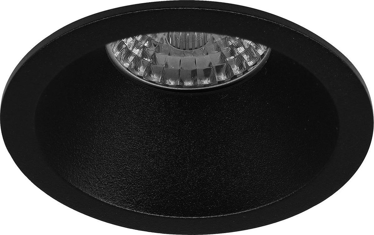 BES LED Spot Armatuur Gu10 - Pragmi Pollon Pro - Inbouw Rond - Mat - Aluminium - Verdiept - Ø82mm - Zwart