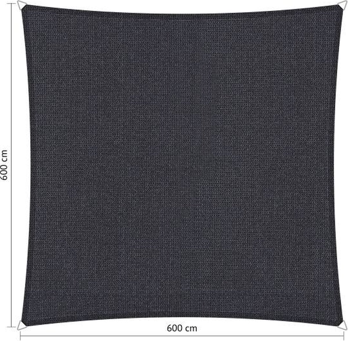 Shadow Comfort Compleet Pakket: Vierkant 6x6m Carbon Black Met Rvs Bevestigingsset En Buitendoekreiniger - Grijs