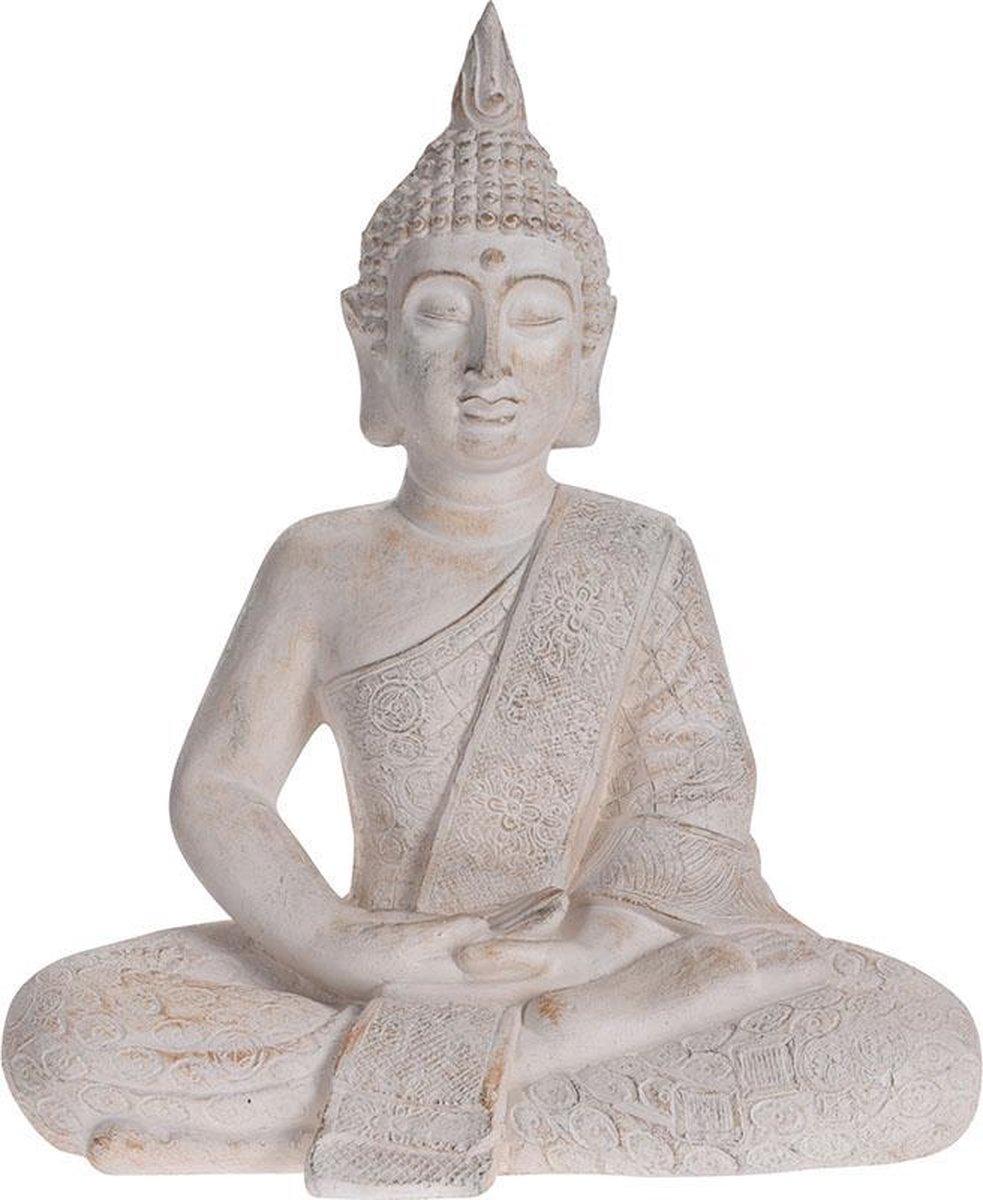 Boeddha-figuur/grijs, 51x29x64 Cm, Gemaakt Van Gegoten Steen - Beige