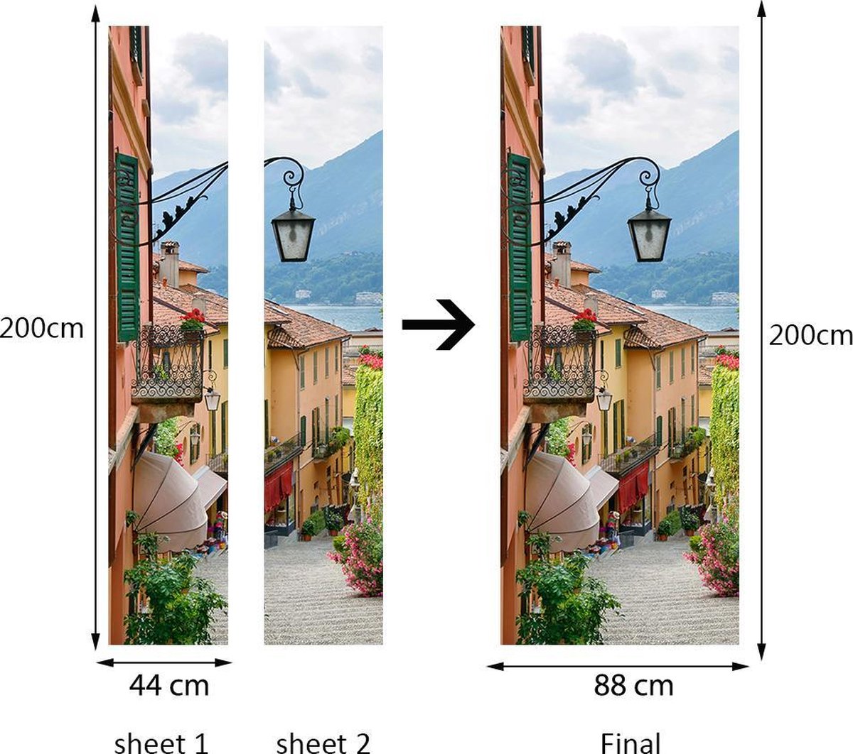 Walplus Deurdecoratie Oude Stad 200 X 88 Cm Pvc