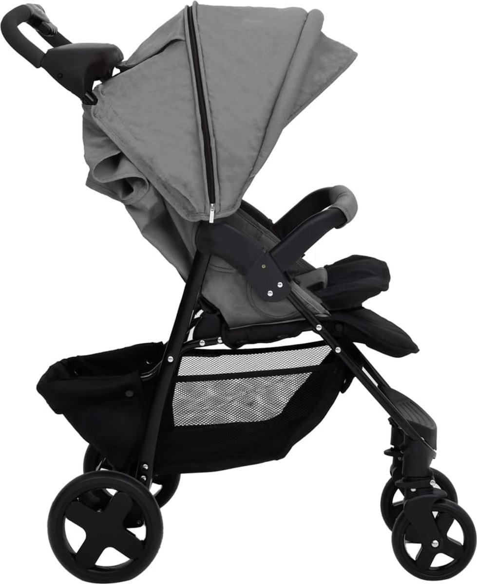 Vidaxl Kinderwagen 3-in-1 Staal Licht - Grijs