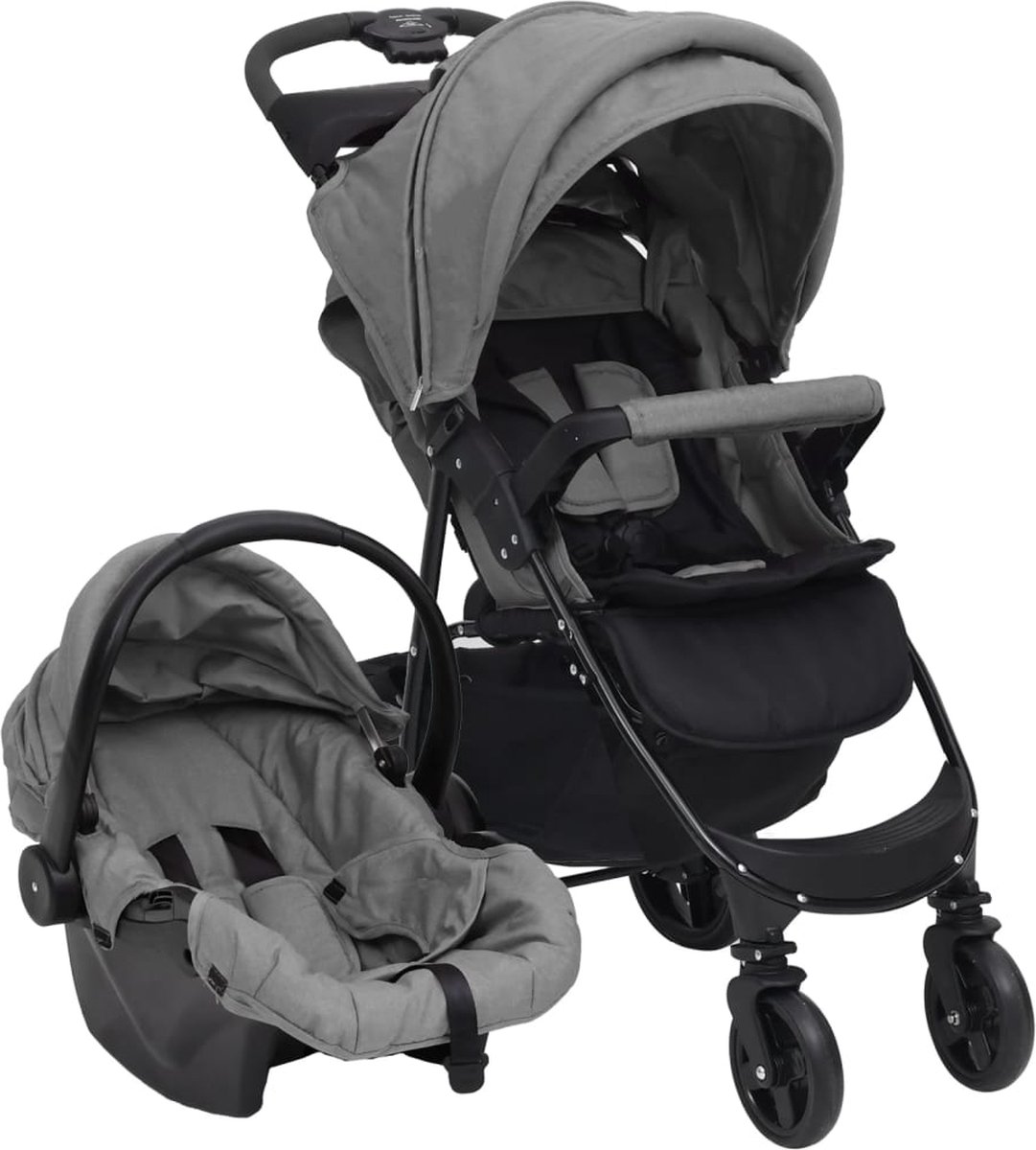 Vidaxl Kinderwagen 3-in-1 Staal Licht - Gris