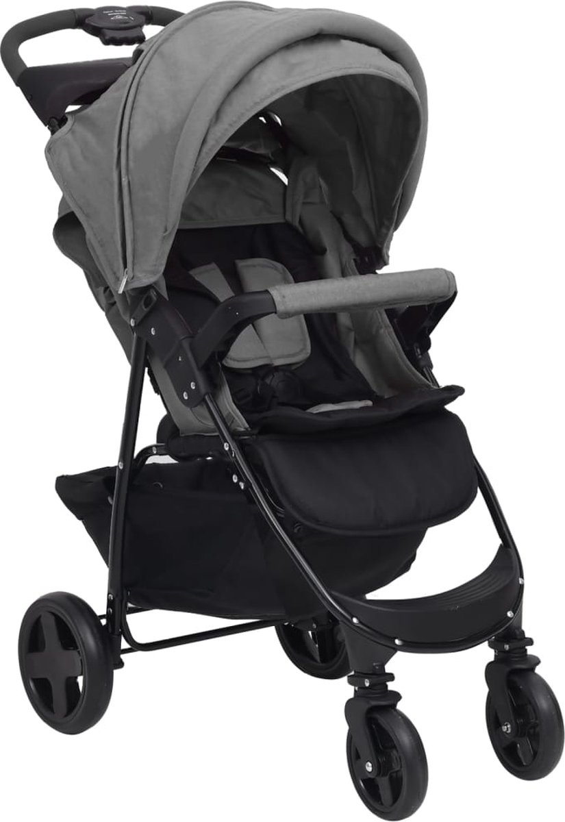 Vidaxl Kinderwagen 3-in-1 Staal Licht - Grijs