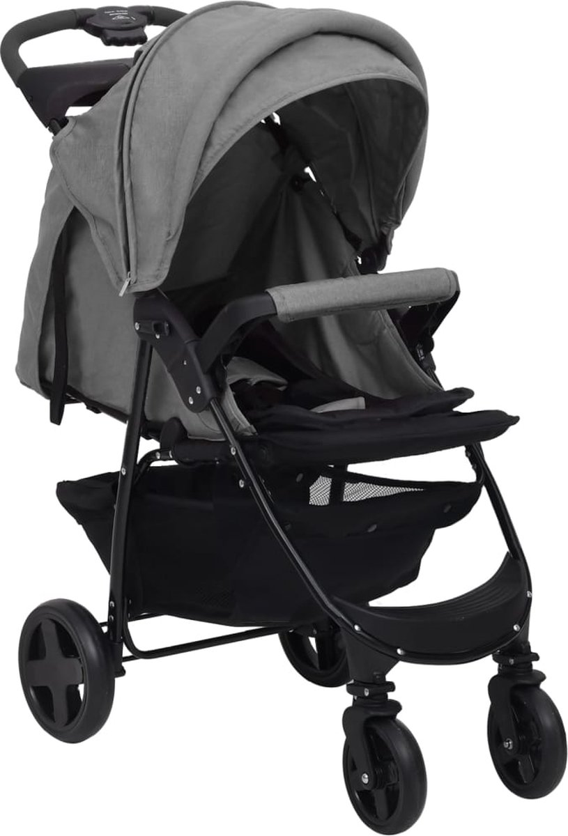 Vidaxl Kinderwagen 3-in-1 Staal Licht - Grijs