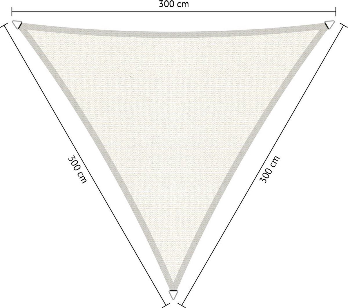 Shadow Comfort Compleet Pakket: Driehoek 3x3x3m Arctic White Met Rvs Bevestigingsset En Buitendoekreiniger