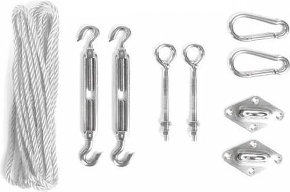 Shadow Comfort Compleet Pakket: Driehoek 2x2x2m Sahara Sand Met Rvs Bevestigingsset En Buitendoekreiniger - Beige