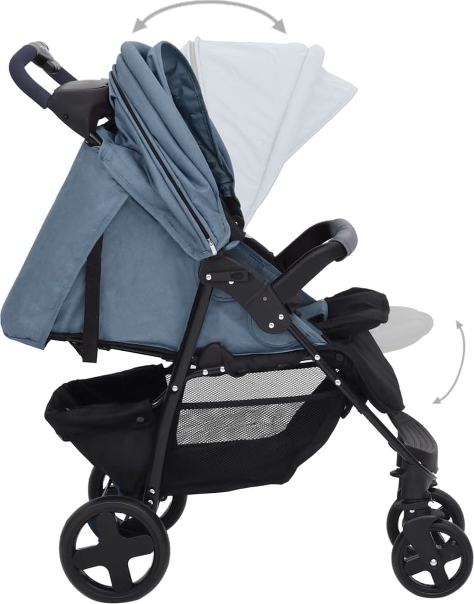 Vidaxl Kinderwagen 3-in-1 Staal Marine - Blauw