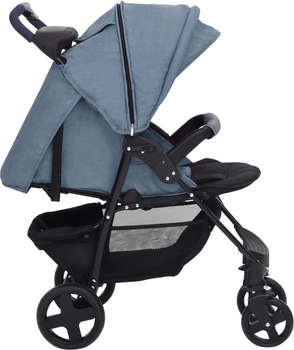 Vidaxl Kinderwagen 3-in-1 Staal Marine - Blauw