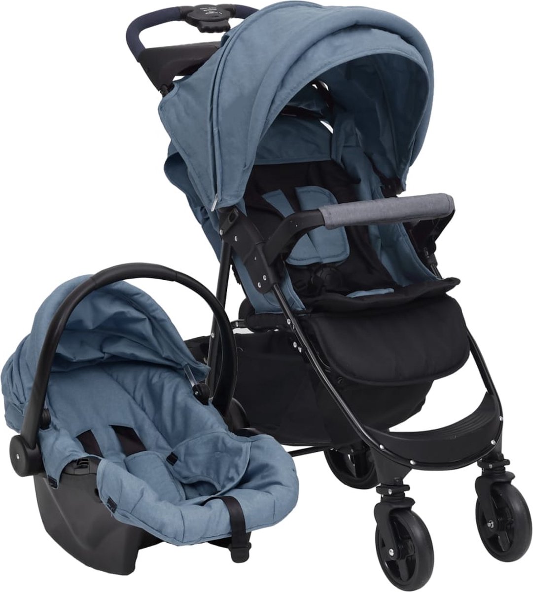 Vidaxl Kinderwagen 3-in-1 Staal Marine - Blauw