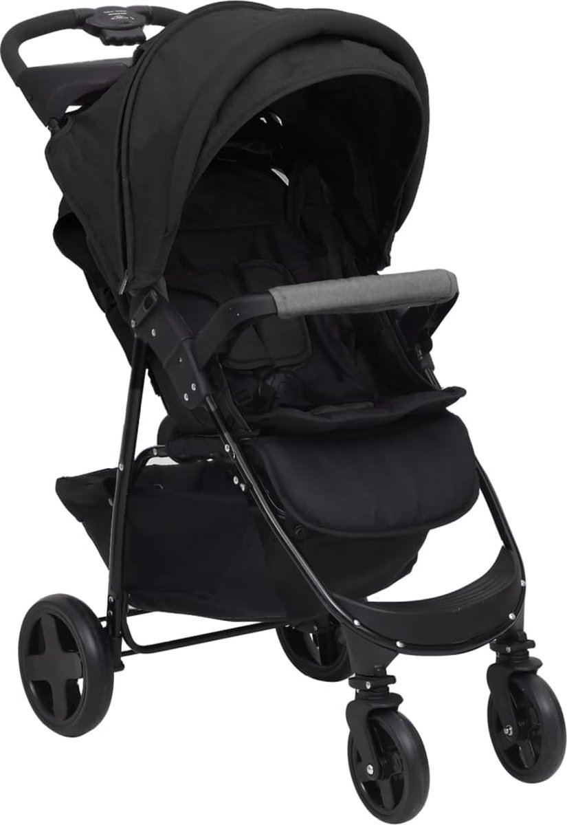 Vidaxl Kinderwagen 2-in-1 Staal Antracietkleurig - Grijs