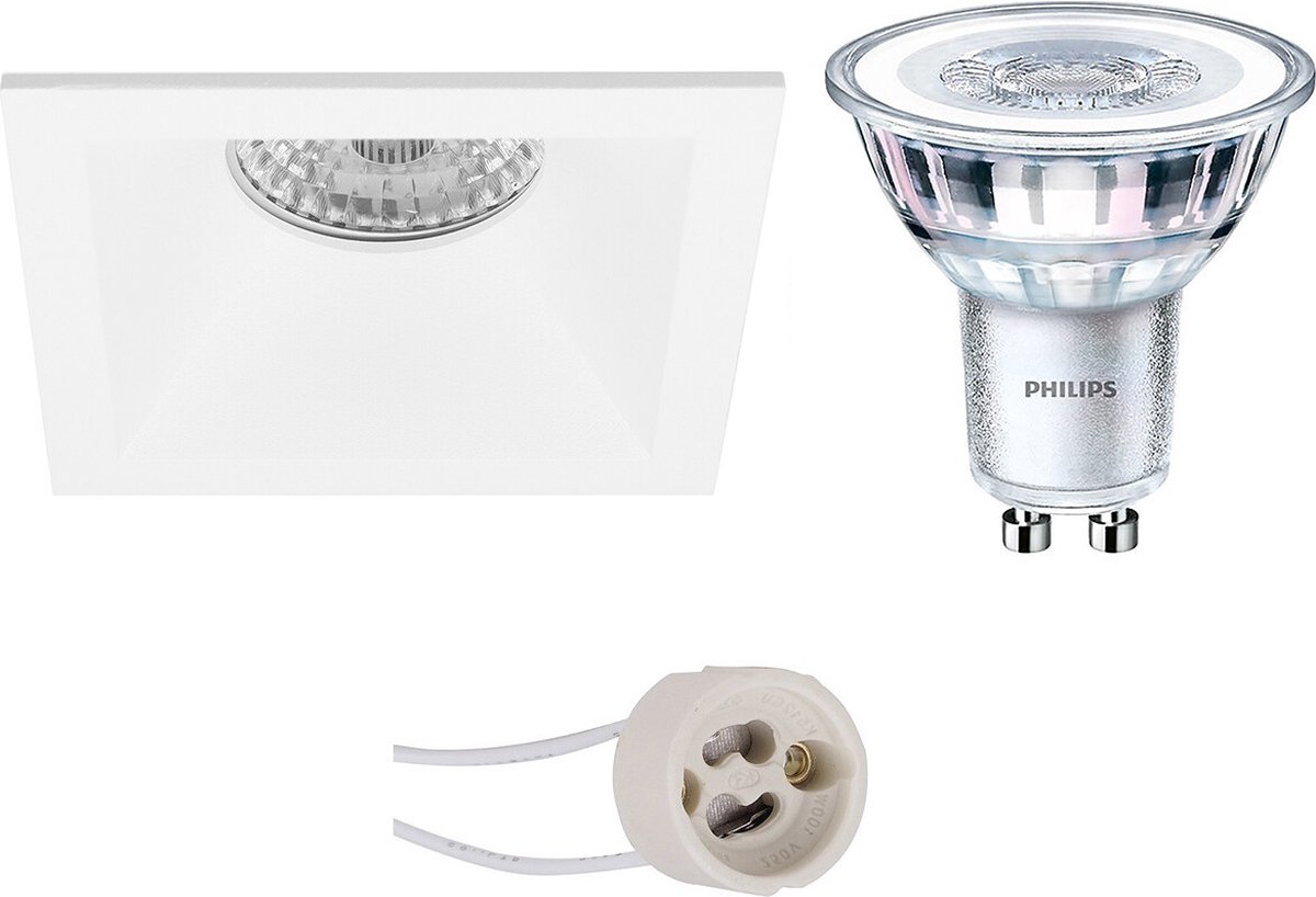 BES LED Led Spot Set - Pragmi Pollon Pro - Gu10 Fitting - Inbouw Vierkant - Mat - Verdiept - 82mm - Philips - Corepro 840 - Wit