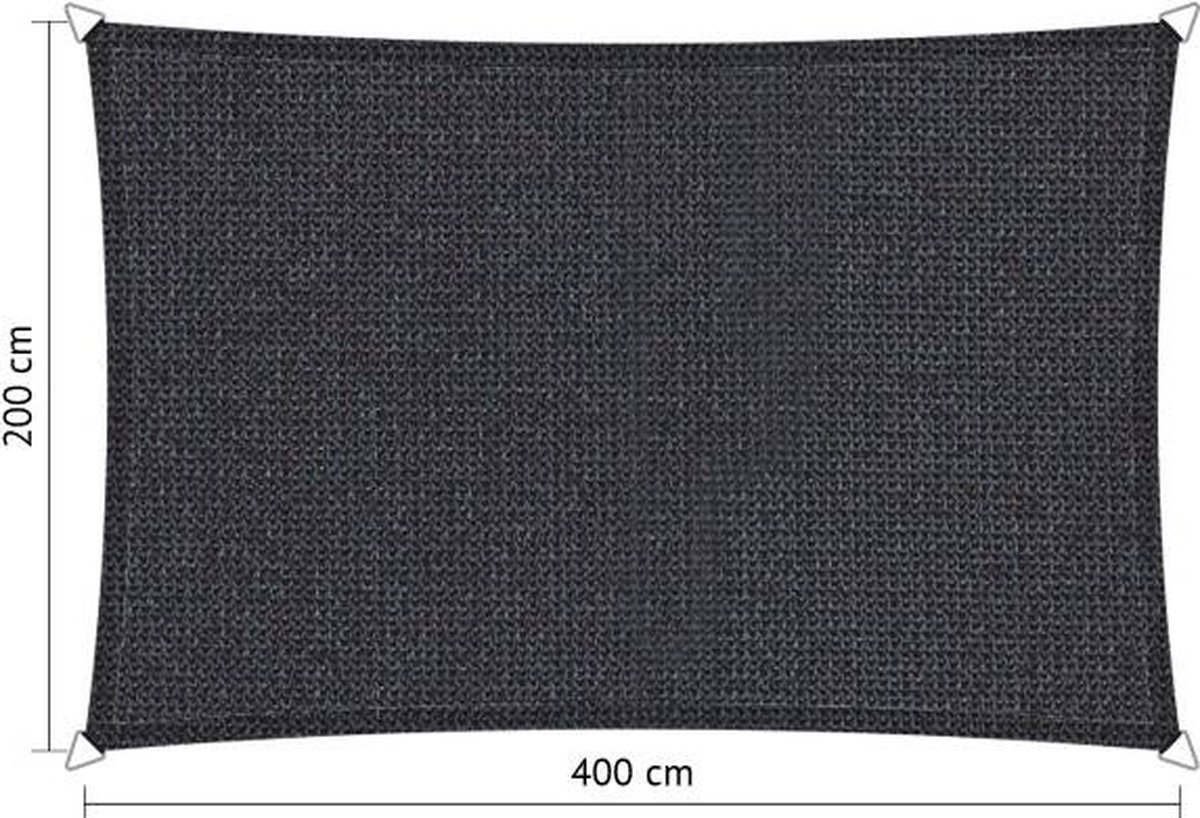 Shadow Comfort Compleet Pakket: Rechthoek 2x4m Duocolor Carbon Black Met Rvs Bevestigingsset En Buitendoekreiniger - Grijs