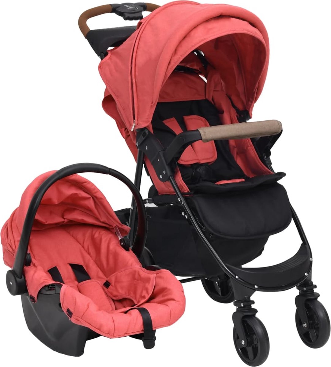 Vidaxl Kinderwagen 3-in-1 Staal - Rood