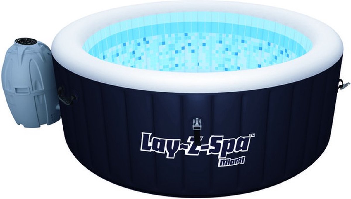 Bestway - Jacuzzi - Lay-z-spa - Miami - Opblaasbaar - Bubbelbad - Incl. Toebehoren - Ø180cm - Zwart