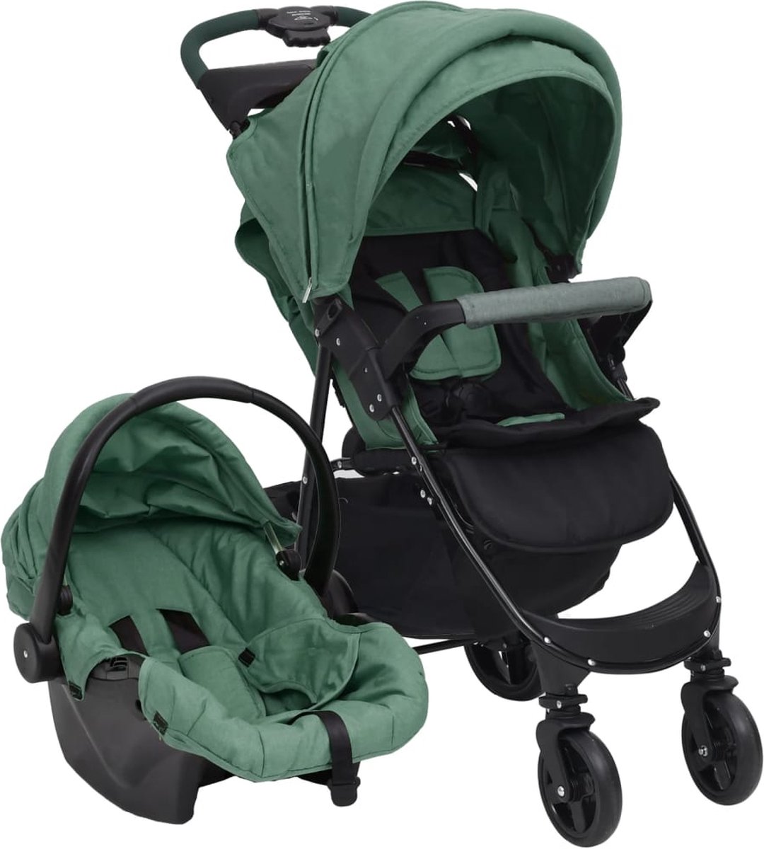 Vidaxl Kinderwagen 3-in-1 Staal - Groen