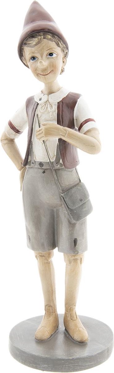 Clayre & Eef Decoratie Figuur Pinokkio 11*9*30 Cm Meerkleurig Polyresin Pinokkio 6pr2418 - Grijs