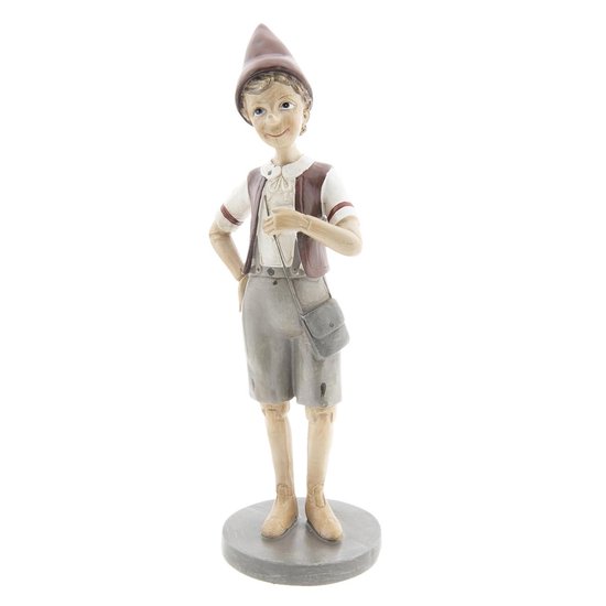 Clayre & Eef Decoratie Figuur Pinokkio 11*9*30 Cm Meerkleurig Polyresin Pinokkio 6pr2418 - Grijs