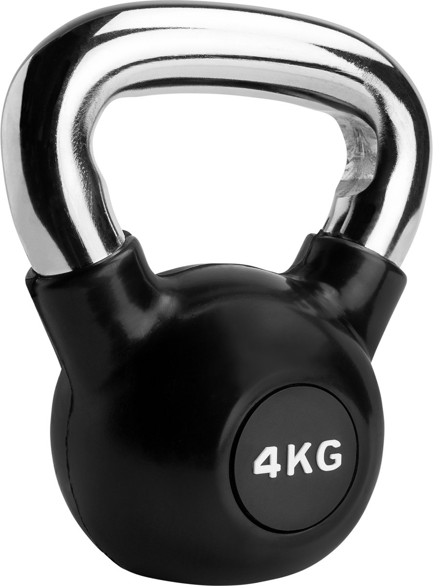 Ryzor Kettlebell - 4 Kg - Rubber - - Zwart