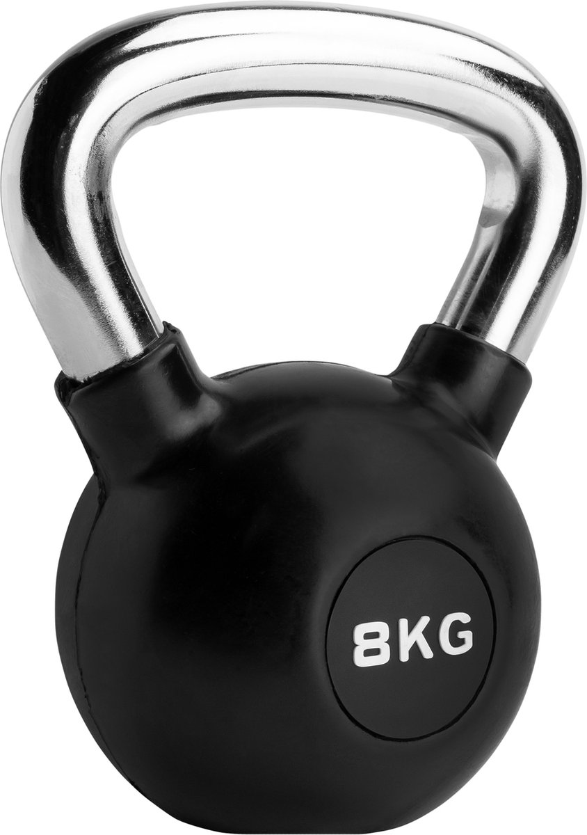 Ryzor Kettlebell - 8 Kg - Rubber - - Zwart