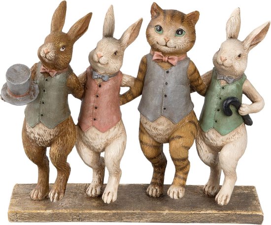 Clayre & Eef Decoratie Figuur Dieren 23*6*19 Cm Meerkleurig Kunststof Dieren 6pr2174