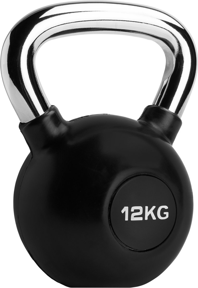 Ryzor Kettlebell - 12 Kg - Rubber - - Zwart