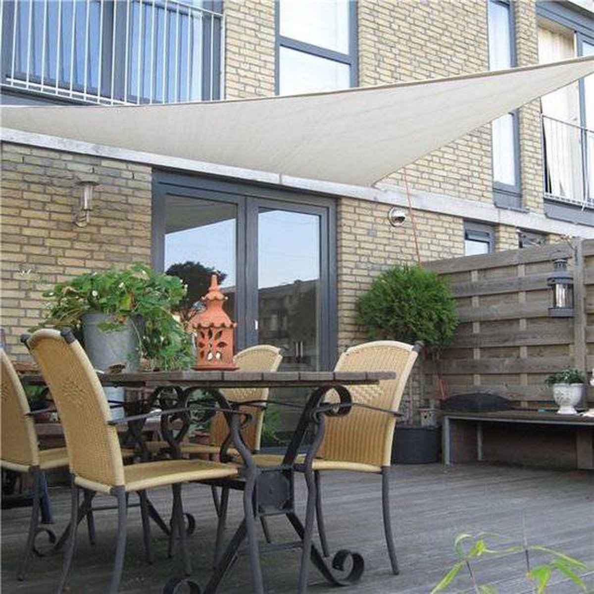 Nesling Compleet Pakket: Nc Outdoor Schaduwdoek Driehoek 3.6m Met Rvs Bevestigingsset En Buitendoekreiniger - Wit