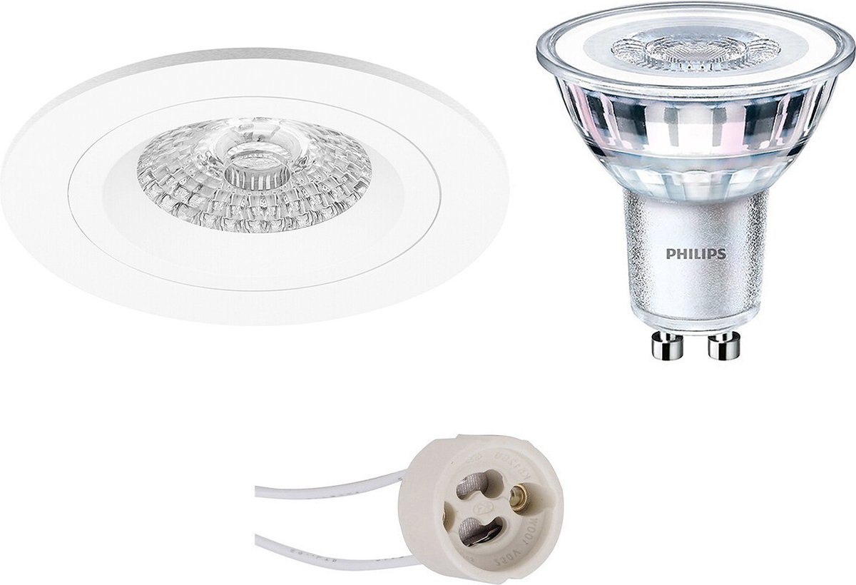 BES LED Led Spot Set - Pragmi Rodos Pro - Gu10 Fitting - Inbouw Rond - Mat - Ø93mm - Philips - Corepro 840 36d - 3.5w - - Wit