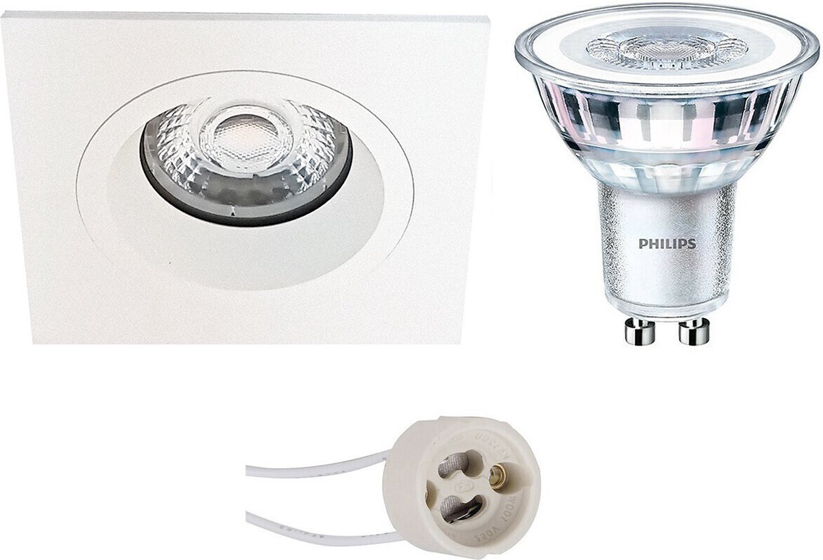 BES LED Led Spot Set - Pragmi Rodos Pro - Gu10 Fitting - Inbouw Vierkant - Mat - 93mm - Philips - Corepro 840 36d - 3.5w - - Wit