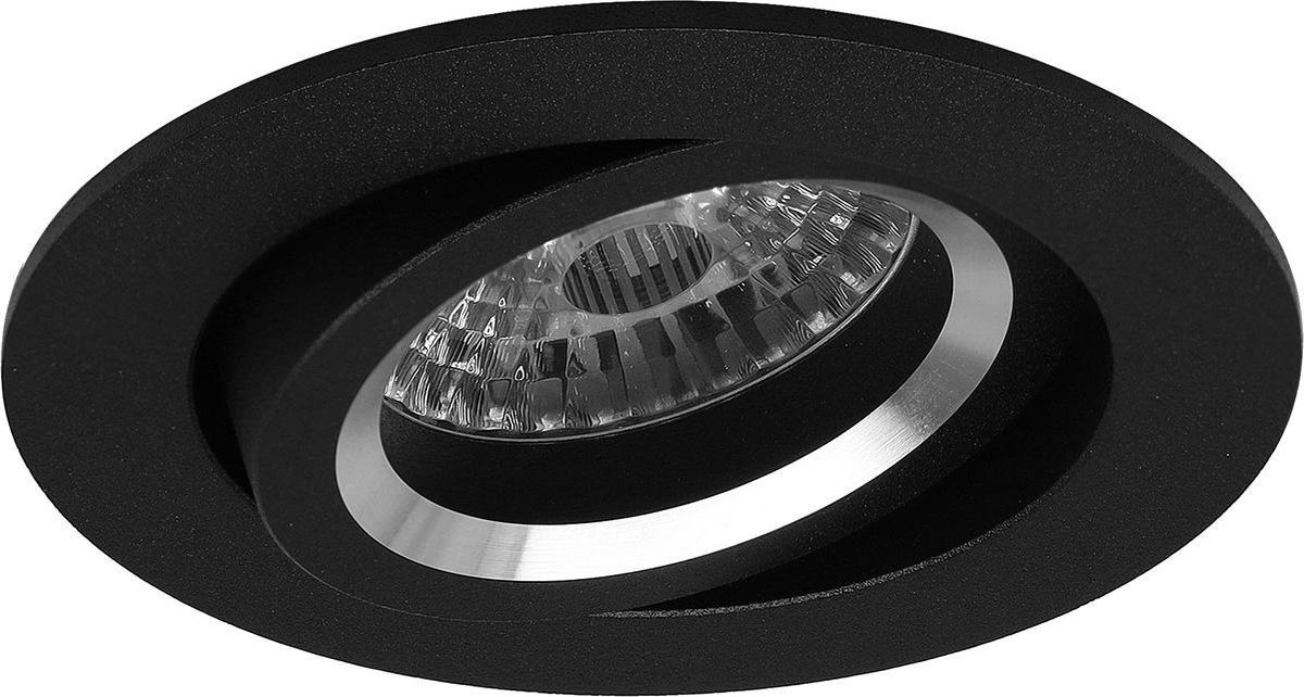 BES LED Spot Armatuur Gu10 - Pragmi Aerony Pro - Inbouw Rond - Mat - Aluminium - Kantelbaar - Ø82mm - Zwart