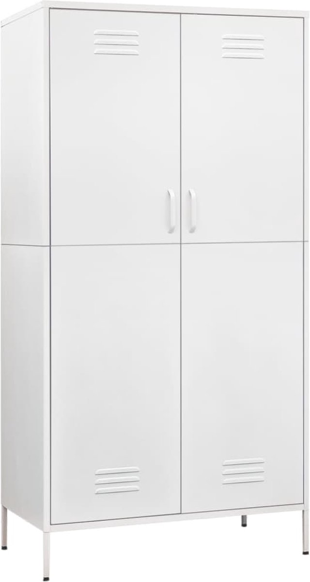Vidaxl Kledingkast 90x50x180 Cm Staal - Wit