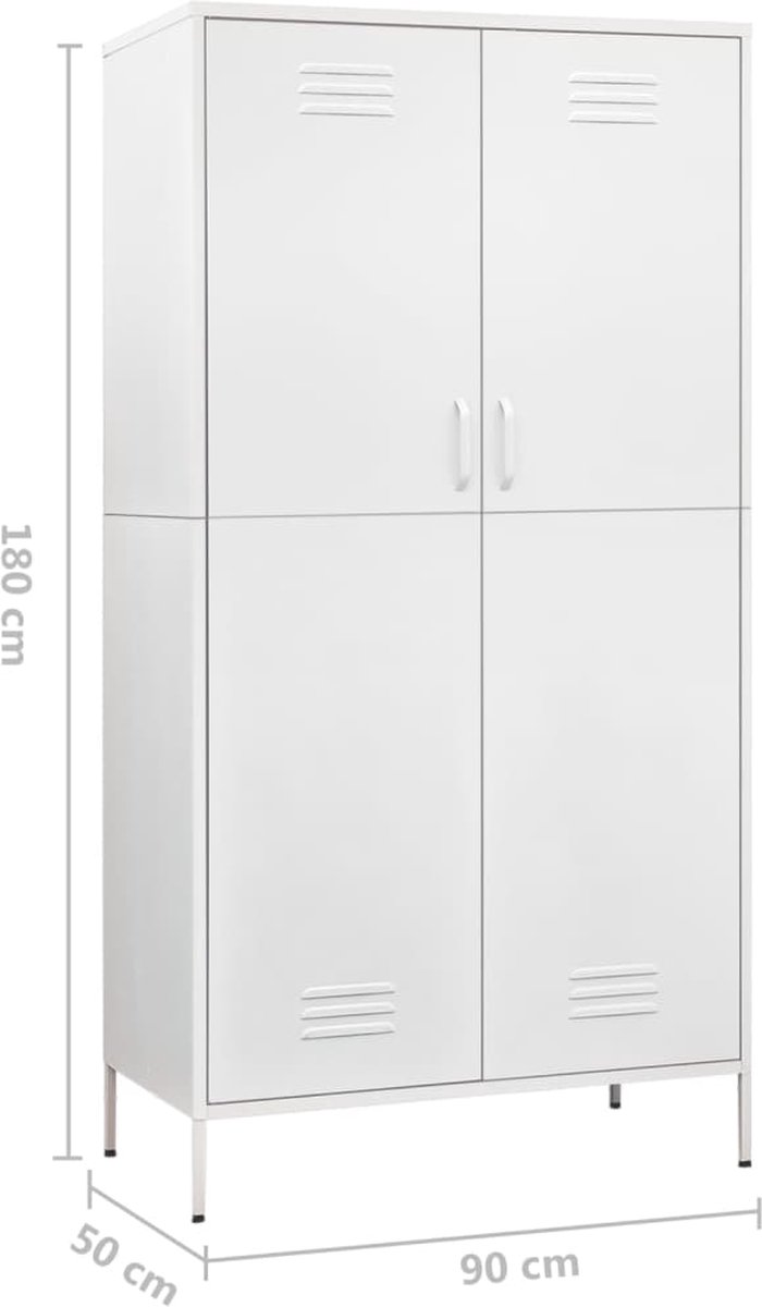 Vidaxl Kledingkast 90x50x180 Cm Staal - Wit