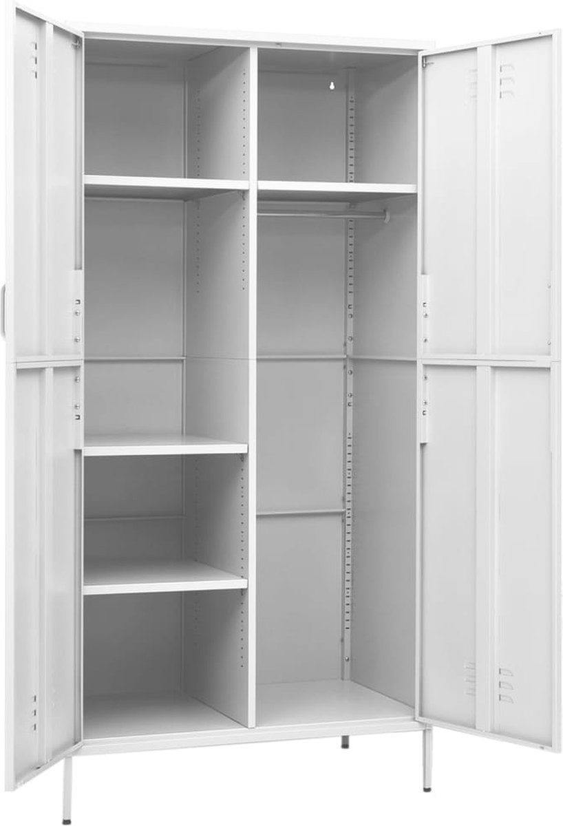 Vidaxl Kledingkast 90x50x180 Cm Staal - Wit