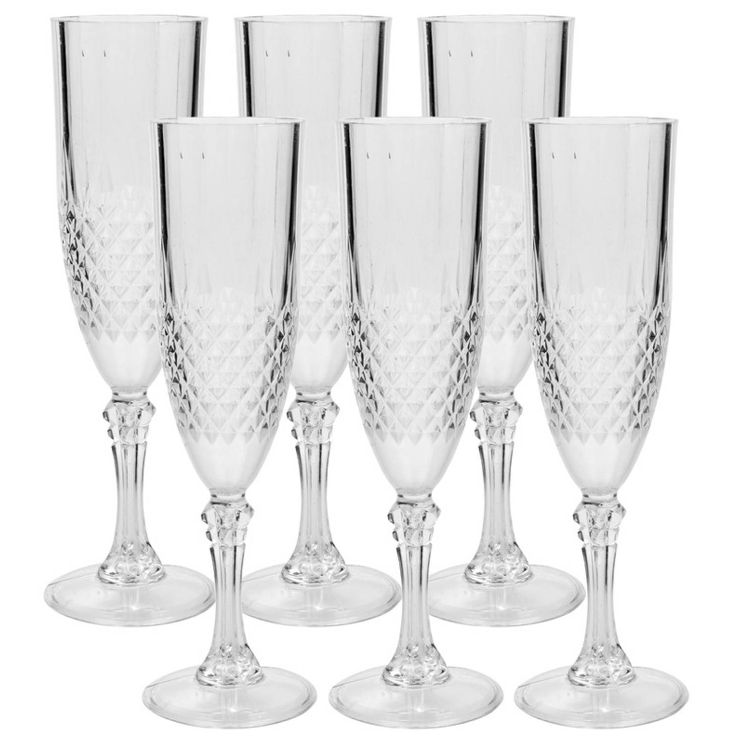 6x Stuks Champagne Glazen 200 Ml Van Kunststof - Champagneglazen