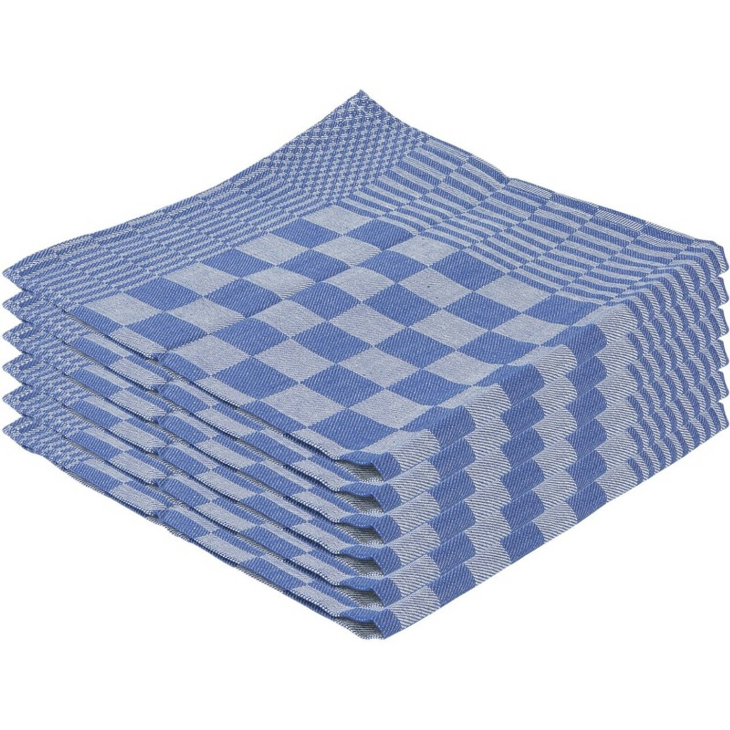 18xe Keukendoek / Theedoek Met Blokjesmotief 65 X 65 Cm - Theedoeken - Blauw